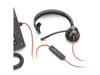 Poly Blackwire 3315 - Blackwire 3300 series - headset - på øret - kablet - 3,5 mm jackstik, USB-C - sort 76J14AA