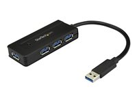 StarTech.com 4 Port USB 3.0 Hub SuperSpeed 5Gbps with Fast Charge Portable USB 3.1/USB 3.2 Gen 1 Type-A Laptop/Desktop Hub, USB Bus Power or Self Powered for High Performance, Mini/Compact - 15W of Shared Power (ST4300MINI) - Hub - 4 x SuperSpeed USB 3.0 - desktop - for P/N: USB312SAT3CB, USB315CB2M, USBLT1MWS, USBLT2MBR, USBLT30CMW, USBLTM1MBK, USBLTM1MWH ST4300MINI