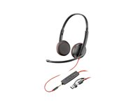 HP Poly Blackwire 3225 - Blackwire 3200 Series - headset - på øret - kablet - 3,5 mm jackstik, USB-C - sort - Certified for Skype for Business, Cisco Jabber Certified, Avaya Certified, UC-certificeret 8X229A6