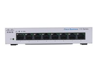 Cisco Business 110 Series 110-8PP-D - Switch - ikke administreret - 4 x 10/100/1000 (PoE) + 4 x 10/100/1000 - monterbar på stativ, desktop, væg-monterbar - PoE (32 W) - DC strøm CBS110-8PP-D-EU