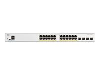 Cisco Catalyst 1300-24FP-4G - Switch - L3 - Administreret - 24 x 10/100/1000 (PoE+) + 4 x Gigabit SFP - monterbar på stativ - PoE+ (370 W) C1300-24FP-4G