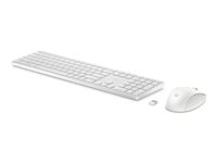 HP 650 - Sæt med mus og tastatur - trådløs - 2.4 GHz - Pan Nordic - hvid 4R016AA#UUW