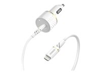 OtterBox - Bilstrømsadapter - 18 Watt - 3 A - PD 3.0 (USB-C) - på kabel: Lightning - støvsky-hvid 78-52697