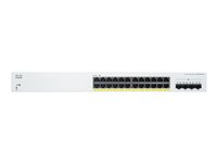 Cisco Business 220 Series CBS220-24P-4X - Switch - smart - 24 x 10/100/1000 (PoE+) + 4 x 10 Gigabit SFP+ (uplink) - monterbar på stativ - PoE+ (195 W) CBS220-24P-4X-EU