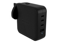Targus HyperJuice - Strømforsyningsadapter - GaN - 100 Wh - QC 3.0, Power Delivery 3.0 + PPS - 4 output-stikforbindelser (USB, 3 x USB-C) - sort HJ1002BKWWGL