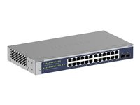 NETGEAR GS724T - Version 6 - switch - L3 Lite - smart - 24 x 10/100/1000 + 2 x SFP - desktop, monterbar på stativ GS724T-600EUS