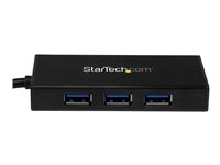 StarTech.com USB 3.0 Hub with Gigabit Ethernet Adapter - 3 Port - NIC - USB Network / LAN Adapter - Windows & Mac Compatible (ST3300GU3B) - Hub - 3 x SuperSpeed USB 3.0 + 1 x 10/100/1000 - desktop - for P/N: PEXUSB3S2EI, PEXUSB3S42, PEXUSB3S7, SVA5H2NEUA ST3300GU3B