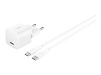 Belkin BoostCharge - Strømforsyningsadapter - PPS-teknologi - 25 Watt - PD 3.1/PPS, Fast Charge (USB-C) - på kabel: USB-C - med USB-C-kabel (1 m) WCA012KQ1MWH-B6
