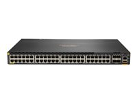 HPE Aruba 6300M - Switch - L3 - Administreret - 48 x 10/100/1000 (PoE+) + 4 x 1 Gigabit/10 Gigabit/25 Gigabit/50 Gigabit SFP56 (uplink/stacking) - front og side til ryg - monterbar på stativ - PoE+ (1440 W) JL661A