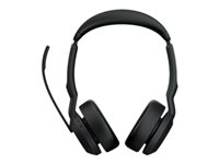 Jabra Evolve2 55 MS Stereo - Headset - på øret - Bluetooth - trådløs - aktiv støjfjerning - USB-C - sort - med opladningsstander - Optimized for Microsoft Teams 25599-999-889