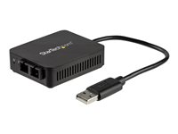 StarTech.com USB to Fiber Optic Converter, 100Mbps, USB 2.0 to Fiber Network Adapter, 100BASE-FX SC Female Duplex Multimode Fiber/MMF Compatible, 2Km, Compact USB to Fiber LAN Adapter - USB to LAN Adapter (US100A20FXSC) - Netværksadapter - USB 2.0 - 100Base-FX/100Base-SC x 1 - 1310 nm - sort US100A20FXSC