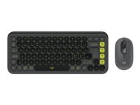 Logitech POP Icon Combo - Sæt med mus og tastatur - trådløs - Bluetooth LE - QWERTY - nordisk (dansk/finsk/norsk/svensk) - grafit, grøn 920-013266