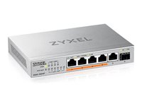 Zyxel XMG-100 Series XMG-105HP - Switch - ikke-administreret - ikke administreret - 5 x 100/1000/2.5G (PoE++) + 1 x Gigabit SFP / 10 Gigabit SFP+ - desktop, væg-monterbar - PoE++ (70 W) XMG-105HP-EU0101F