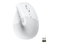 Logitech Lift Vertical Ergonomic Mouse - Lodret mus - ergonomisk - optisk - 6 knapper - trådløs - Bluetooth, 2.4 GHz - Logitech Logi Bolt USB-modtager - off-white 910-006475
