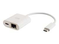 C2G USB C to Ethernet Adapter With Power Delivery - White - Netværksadapter - USB-C - Gigabit Ethernet x 1 - hvid 82407