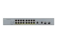 Zyxel GS1350-18HP - Switch - smart - 16 x 10/100/1000 (PoE+) + 2 x kombi Gigabit Ethernet/Gigabit SFP - desktop - PoE+ (250 W) GS1350-18HP-EU0101F
