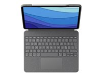 Logitech Combo Touch - Tastatur og folio-kasse - med trackpad - bagbelyst - Apple Smart connector - QWERTY - Pan Nordic - oxford-grå - for Apple 12.9-inch iPad Pro (5. generation) 920-010213