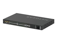 NETGEAR AV Line M4250-26G4F-PoE+ - Switch - L3 - Administreret - 24 x 10/100/1000 (PoE+) + 2 x 10/100/1000 + 4 x 1000Base-X SFP - side til side-luftstrøm - monterbar på stativ - PoE+ (300 W) GSM4230P-100EUS