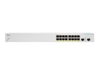 Cisco Business 220 Series CBS220-16P-2G - Switch - smart - 16 x 10/100/1000 (PoE+) + 2 x Gigabit SFP (uplink) - monterbar på stativ - PoE+ (130 W) CBS220-16P-2G-EU