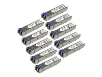 StarTech.com 10 pack HPE J4859C Compatible SFP Module, 1000BASE-LX, 1GbE Single Mode SMF/MMF Optic Transceiver, 1 Gigabit Ethernet, LC Connector 10km, 1310nm DDM, HPE 1400 1700, Mini GBIC - Lifetime Warranty (J4859C10PKST) - SFP (mini-GBIC) transceiver modul (svarende til: HP J4859C) - 1GbE - 1000Base-LX - LC - op til 10 km - 1310 nm (pakke med 10) - for HPE 1700, 2610, 93XX, Switch XL 10/100/1000; HPE Aruba 2530, 2930F 24, 2930F 48, 5406 J4859C10PKST