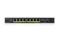 Zyxel GS1100-10HP - Switch - ikke administreret - 8 x 10/100/1000 (PoE+) + 2 x Gigabit SFP - desktop, væg-monterbar - PoE+ (130 W) GS1100-10HP-EU0102F
