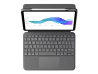 Logitech Folio Touch - Tastatur og folio-kasse - med trackpad - bagbelyst - Apple Smart connector - QWERTY - UK - oxford-grå - for Apple 10.9-inch iPad Air (4. generation, 5. generation) 920-009968