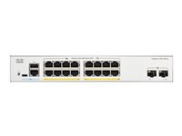 Cisco Catalyst 1200-16P-2G - Switch - L3 - smart - 16 x 10/100/1000 (PoE+) + 2 x Gigabit Ethernet SFP - monterbar på stativ - PoE+ (120 W) C1200-16P-2G