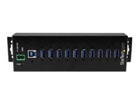 StarTech.com 10 Port USB Hub with Power Adapter, Surge Protection, Metal Industrial USB 3.0 Data Transfer Hub, Din Rail, Wall or Desk Mountable, High Speed USB 3.1/ USB 3.2 Gen 1 5Gbps Hub - Windows/macOS/Linux (HB30A10AME) - Hub - 10 x USB 3.2 Gen 1 - DIN monterbar på skinne, væg-monterbar - TAA-kompatibel - for P/N: ITB20D3250 HB30A10AME