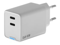 Insmat - Strømforsyningsadapter - 45 Watt - 3 A - PD/PPS - 2 output-stikforbindelser (24 pin USB-C) 530-9245