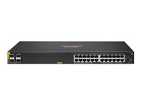 HPE Aruba 6100 24G Class4 PoE 4SFP+ - Switch - Administreret - 24 x 10/100/1000 + 4 x 1 Gigabit / 10 Gigabit SFP+ - side til side-luftstrøm - monterbar på stativ - PoE+ (370 W) JL677A#ABB