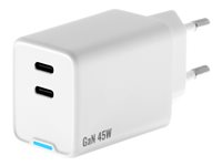 Insmat - Strømforsyningsadapter - 45 Watt - 3 A - PD/PPS - 2 output-stikforbindelser (24 pin USB-C) 530-9245