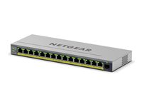 NETGEAR Easy Smart GS116EP - Switch - L3 - smart - 1 x 10/100/1000 + 15 x 10/100/1000 (PoE+) - desktop, væg-monterbar - PoE+ (180 W) GS116EP-100EUS