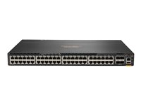 HPE Aruba 6300M - Switch - L3 - Administreret - 48 x 10/100/1000 (1 PoE+) + 4 x 1 Gigabit/10 Gigabit/25 Gigabit/50 Gigabit SFP56 (uplink/stacking) - front og side til ryg - monterbar på stativ - PoE+ JL663A
