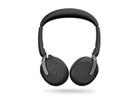 Jabra Evolve2 65 Flex MS Stereo - Headset - på øret - Bluetooth - trådløs - aktiv støjfjerning - USB-C - sort - med trådløs opladningsblok - Certified for Microsoft Teams 26699-999-889