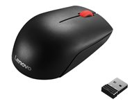 Lenovo Essential Compact - Mus - højre- og venstrehåndet - 3 knapper - trådløs - 2.4 GHz - trådløs modtager (USB) - sort - OEM 4Y50R20864