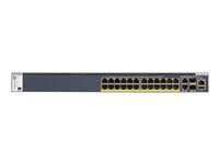NETGEAR M4300-28G-PoE+ - Switch - L3 - Administreret - 2 x 10/100/1000/10000 + 2 x 10 Gigabit SFP+ + 24 x 10/100/1000 (PoE+) - front til ryg-luftstrøm - monterbar på stativ - PoE+ (720 W) GSM4328PB-100NES