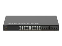 NETGEAR AV Line M4350-24X8F8V - Switch - L3 - Administreret - 24 x 100/1000/2.5G/5G/10GBase-T (PoE++) + 8 x 10Gb Ethernet SFP+ + 8 x 25 Gigabit SFP28 - front til ryg-luftstrøm - monterbar på stativ - PoE++ (290 W) XSM4340V-100NES