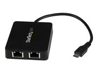 StarTech.com USB-C to Dual Gigabit Ethernet Adapter with USB 3.0 (Type-A) Port - USB Type-C Gigabit Network Adapter (US1GC301AU2R) - Netværksadapter - USB-C - Gigabit Ethernet x 2 + USB 3.0 - for P/N: TB33A1C US1GC301AU2R