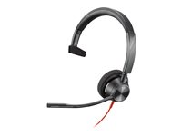 HP Poly Blackwire 3310 - Blackwire 3300 series - headset - på øret - kablet - USB-A - sort - Certified for Microsoft Teams, UC-certificeret 8X216AA