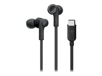 Belkin ROCKSTAR - Øreproptelefoner med mik. - i øret - kablet - USB-C - støjisolerende - sort G3H0002BTBLK