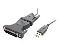 StarTech.com USB to Serial Adapter - 3 ft / 1m - with DB9 to DB25 Pin Adapter - Prolific PL-2303 - USB to RS232 Adapter Cable (ICUSB232DB25) - Seriel adapter - USB 2.0 - grå ICUSB232DB25