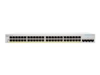 Cisco Business 220 Series CBS220-48P-4X - Switch - smart - 48 x 10/100/1000 (PoE+) + 4 x 10 Gigabit SFP+ (uplink) - monterbar på stativ - PoE+ (382 W) CBS220-48P-4X-EU