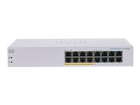 Cisco Business 110 Series 110-16PP - Switch - ikke administreret - 8 x 10/100/1000 (PoE) + 8 x 10/100/1000 - monterbar på stativ, desktop, væg-monterbar - PoE (64 W) CBS110-16PP-EU