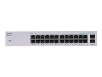 Cisco Business 110 Series 110-24T - Switch - ikke administreret - 24 x 10/100/1000 + 2 x combo Gigabit SFP - monterbar på stativ, desktop, væg-monterbar CBS110-24T-EU