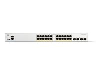 Cisco Catalyst 1200-24P-4G - Switch - L3 - smart - 24 x 10/100/1000Base-T + 4 x 10 Gigabit SFP+ - monterbar på stativ - PoE+ (195 W) C1200-24P-4G