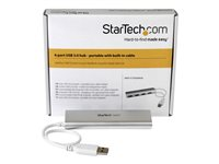 StarTech.com 4 Port Portable USB 3.0 Hub with Built-in Cable - Aluminum and Compact USB Hub (ST43004UA) - Hub - 4 x SuperSpeed USB 3.0 ST43004UA