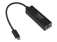 Vision TC-USBCETH/BL - Netværksadapter - USB-C 3.1 - Gigabit Ethernet x 1 - sort TC-USBCETH/BL