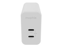 mophie speedport 67 - Strømforsyningsadapter - 67 Watt - Fast Charge, PD - 2 output-stikforbindelser (24 pin USB-C) - hvid - Europa 409909304