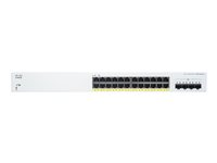 Cisco Business 220 Series CBS220-24FP-4X - Switch - smart - 24 x 10/100/1000 (PoE+) + 4 x 10 Gigabit SFP+ (uplink) - monterbar på stativ - PoE+ (382 W) CBS220-24FP-4X-EU