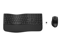 HP 685 Comfort - Sæt med mus og tastatur - dual mode, 3-zone layout, multi-enhed, 23 programmerbare taster, OS Auto-Detection, lavprofil tastetryk - 100% - full size - trådløs - 2.4 GHz - USA - sort - Smart Buy 8T6L7UT